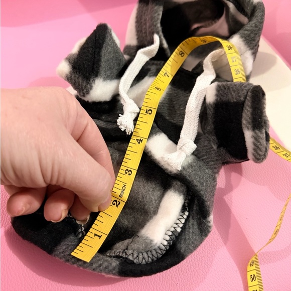 Hooded Dog Sweatshirt - Black & White Checkered Zipper Pocket SZ XS - Picture 5 of 6